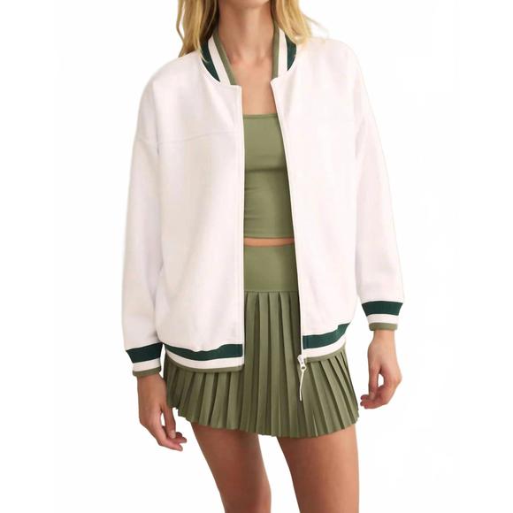 NEW Z SUPPLY hampton varsity jacket in white - Picture 1 of 2
